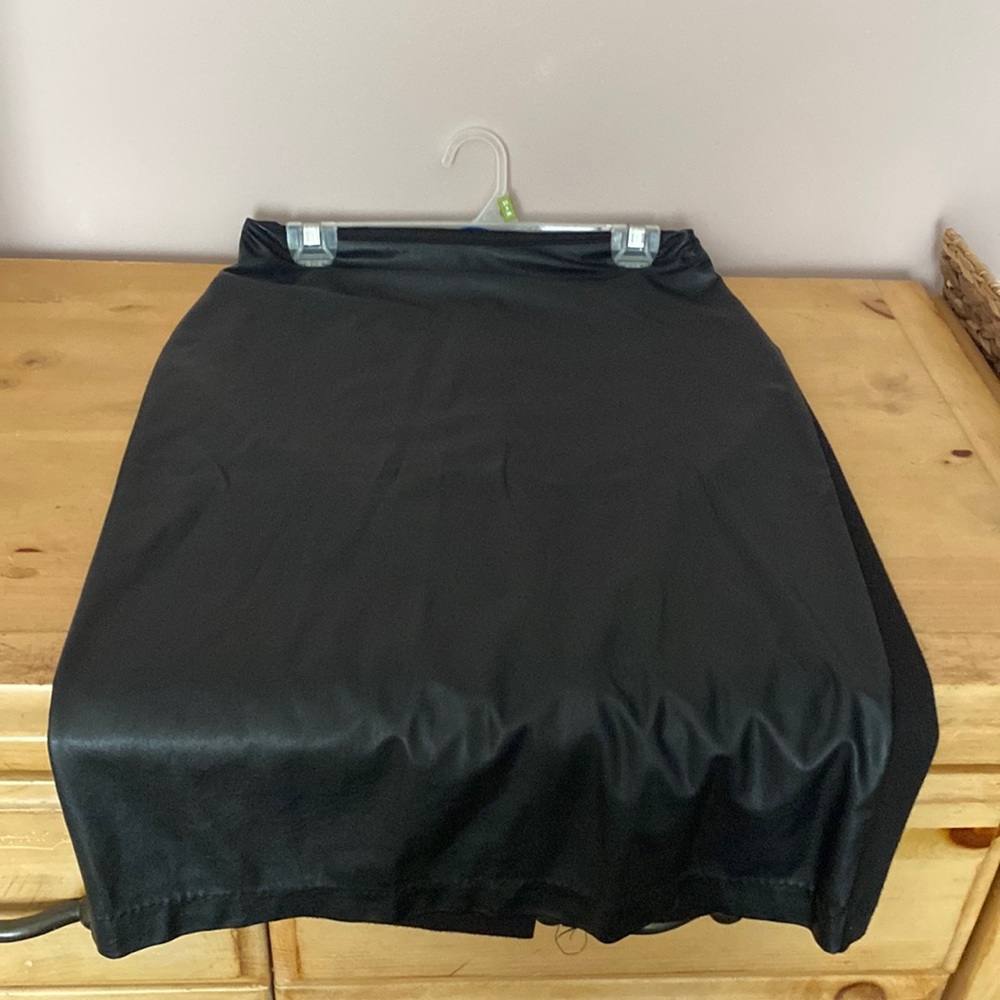 Faux leather front pencil skirt